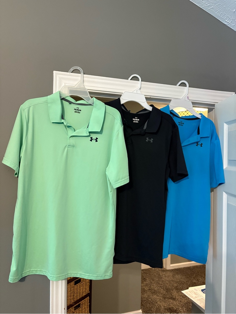 Under Armour Kids Polo Trio - Mint Green, Black & Bright Blue